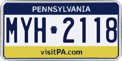 PA license plate MYH2118