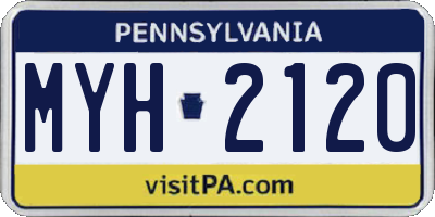 PA license plate MYH2120