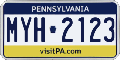 PA license plate MYH2123