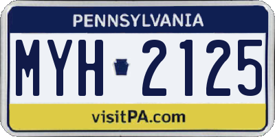 PA license plate MYH2125