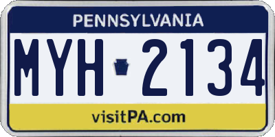 PA license plate MYH2134