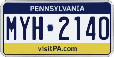 PA license plate MYH2140