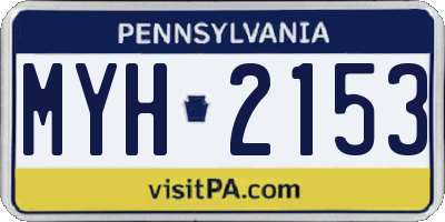 PA license plate MYH2153