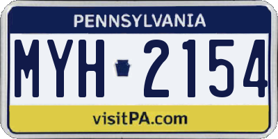 PA license plate MYH2154