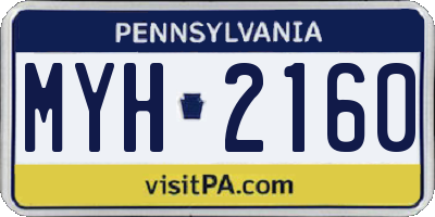 PA license plate MYH2160