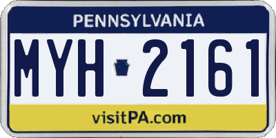 PA license plate MYH2161