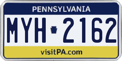 PA license plate MYH2162