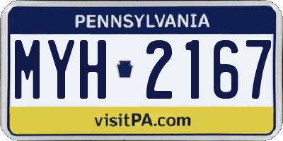 PA license plate MYH2167