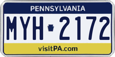 PA license plate MYH2172