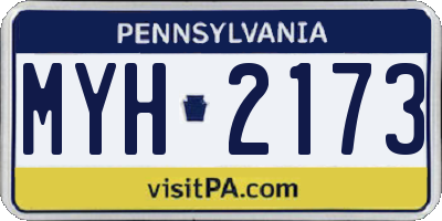 PA license plate MYH2173