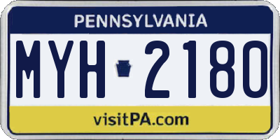 PA license plate MYH2180