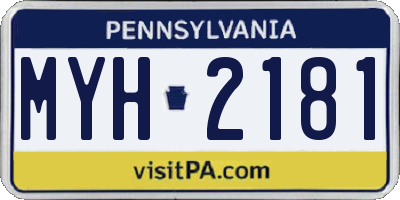 PA license plate MYH2181