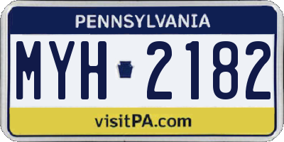 PA license plate MYH2182