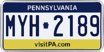 PA license plate MYH2189