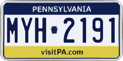 PA license plate MYH2191