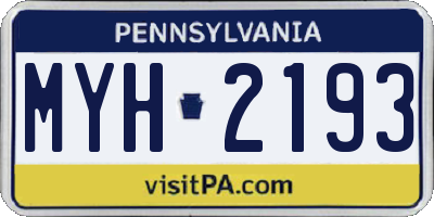 PA license plate MYH2193