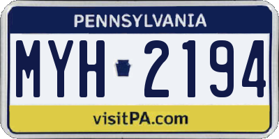 PA license plate MYH2194