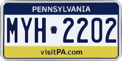 PA license plate MYH2202