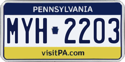 PA license plate MYH2203