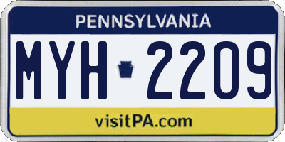 PA license plate MYH2209