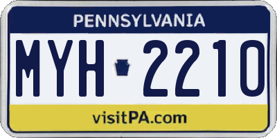 PA license plate MYH2210