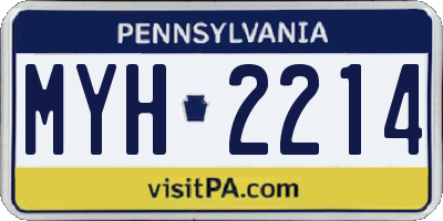 PA license plate MYH2214