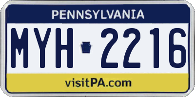 PA license plate MYH2216