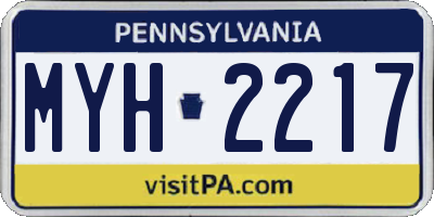PA license plate MYH2217