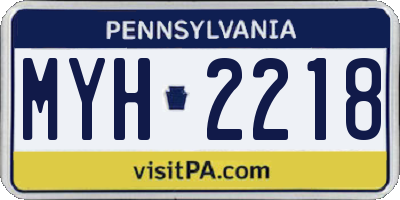 PA license plate MYH2218