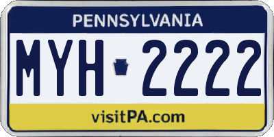 PA license plate MYH2222