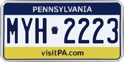 PA license plate MYH2223