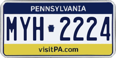 PA license plate MYH2224