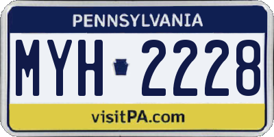 PA license plate MYH2228