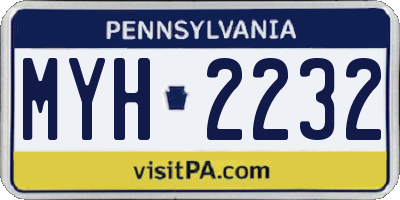 PA license plate MYH2232