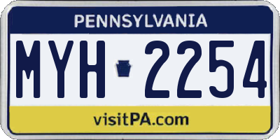 PA license plate MYH2254