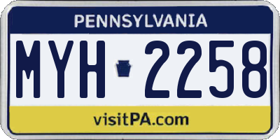 PA license plate MYH2258