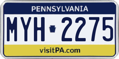 PA license plate MYH2275