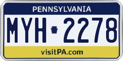 PA license plate MYH2278