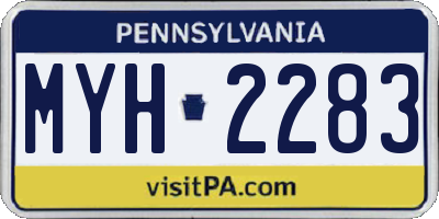 PA license plate MYH2283