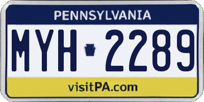 PA license plate MYH2289