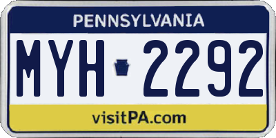 PA license plate MYH2292