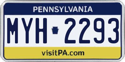 PA license plate MYH2293
