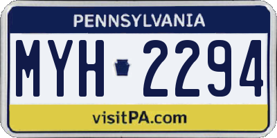 PA license plate MYH2294