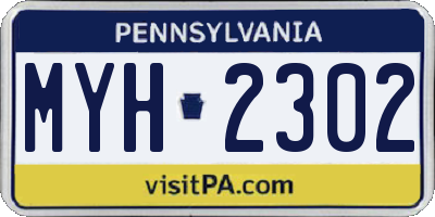PA license plate MYH2302