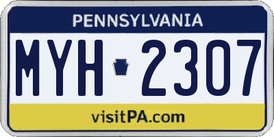 PA license plate MYH2307