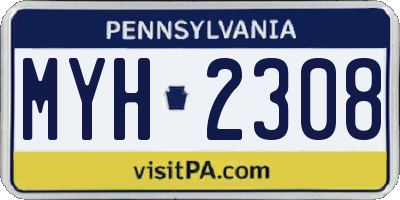 PA license plate MYH2308