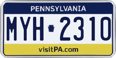 PA license plate MYH2310