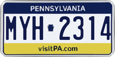PA license plate MYH2314
