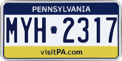 PA license plate MYH2317