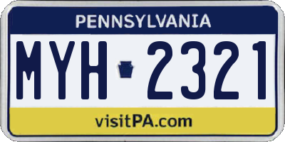 PA license plate MYH2321